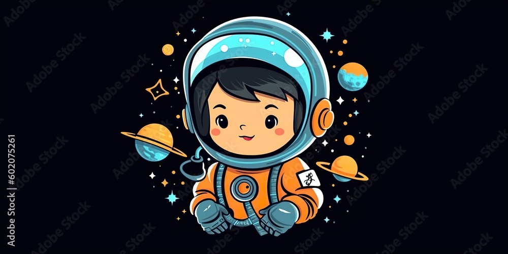 AI Generated. 2d boy kid person man character at moon galaxy. Astronaut in galaxy space. AI Generative. Graphic Art AI Generated. 2d boy kid person man character at moon galaxy. Astronaut in galaxy space. AI Generative. Graphic Art