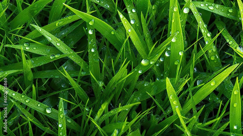 fresh meadow grass with water droplets background generative AI fresh meadow grass with water droplets background generative AI