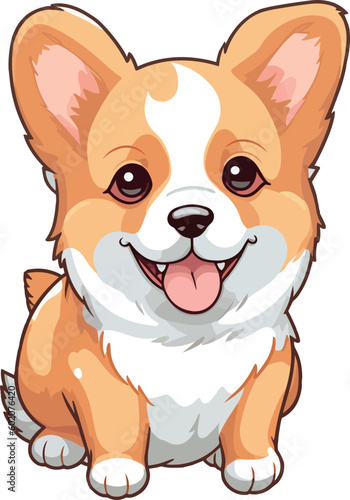 vector hand drawn kawaii corgi dog illustrations
