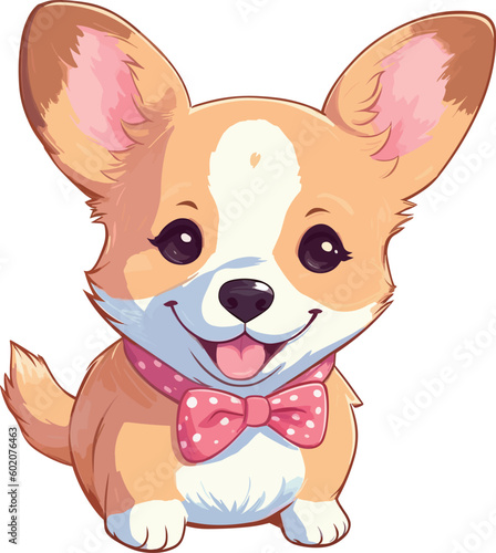 vector hand drawn kawaii corgi dog illustrations