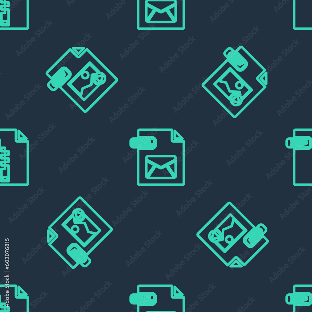Set line EML file document, GIF and ZIP on seamless pattern. Vector Set line EML file document, GIF and ZIP on seamless pattern. Vector