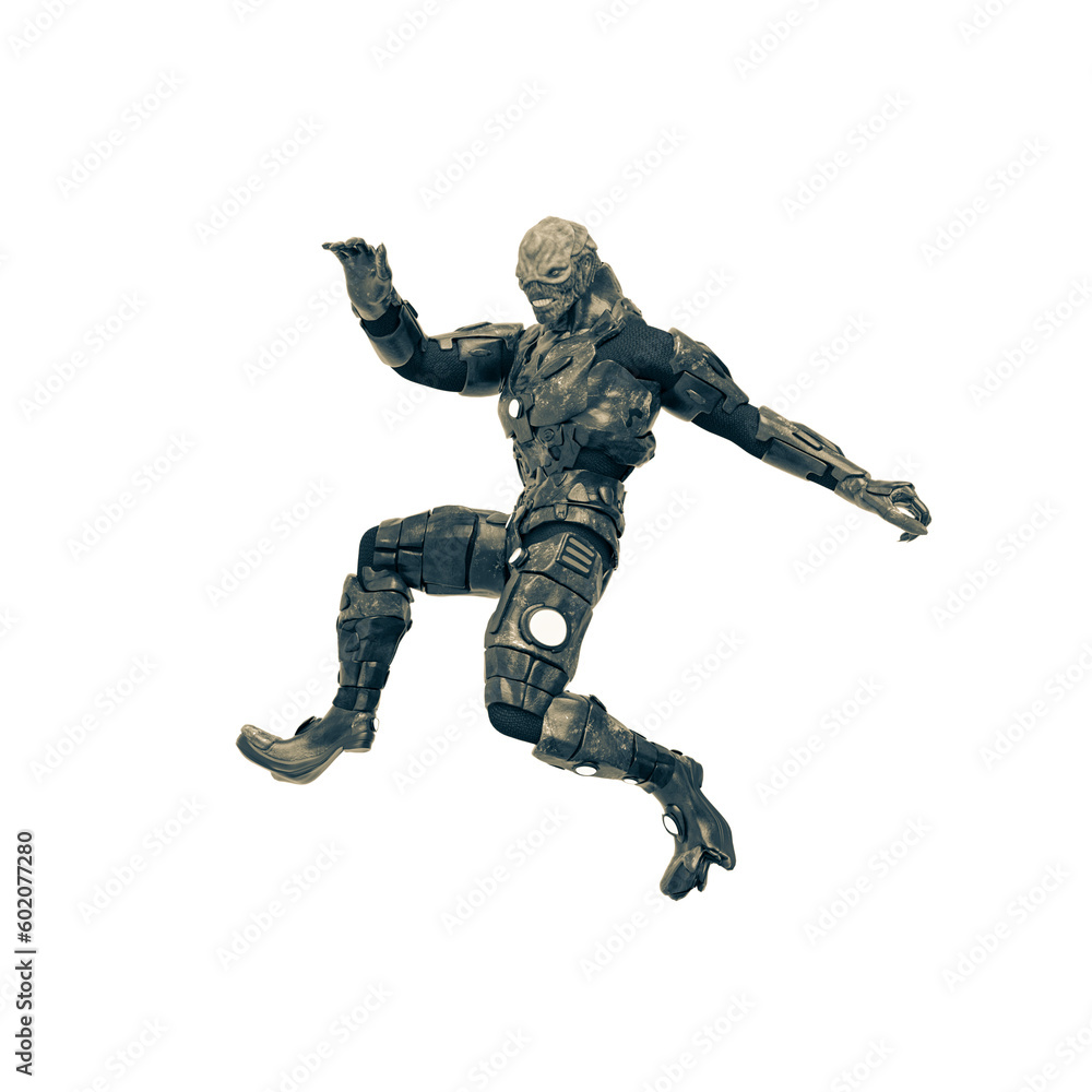 reptilian officer jumping in white background reptilian officer jumping in white background