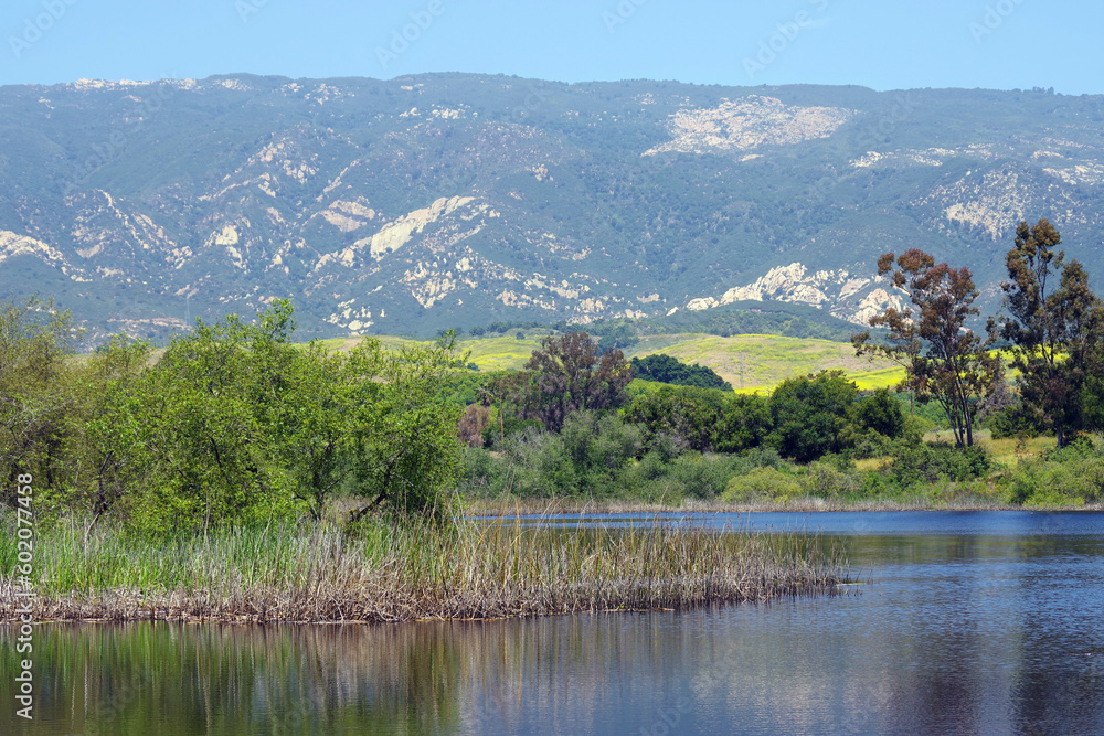 Lake Carneros and Santa Ynez Mountains Lake Carneros and Santa Ynez Mountains