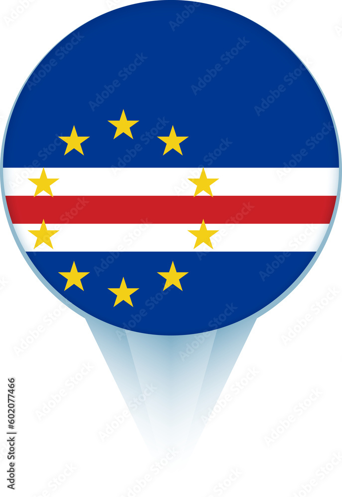 Map pointer with flag of Cape Verde. Map pointer with flag of Cape Verde.