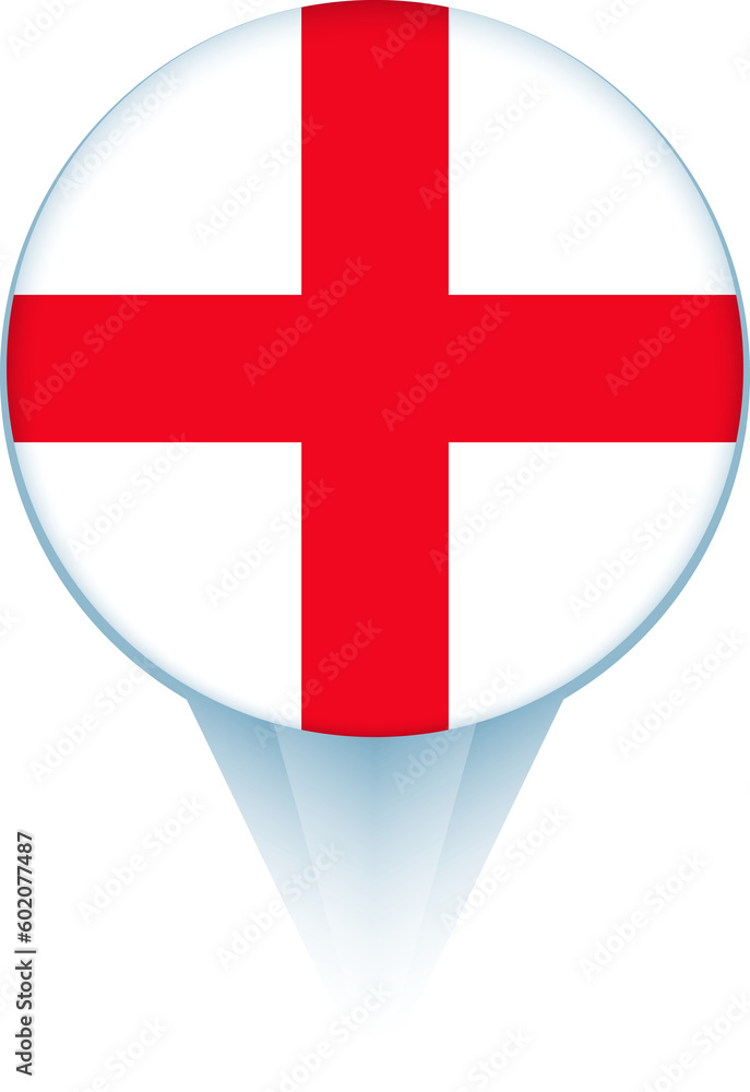 Obraz premium Map pointer with flag of England.