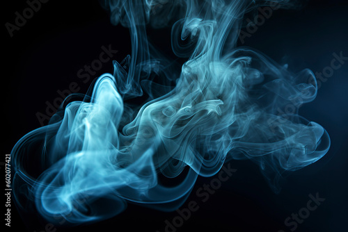 Shiny smoke captured mid - motion. The fluid - like nature of the smoke, combined with the blue color particles, creates a texture reminiscent of a paint vapor storm wave.