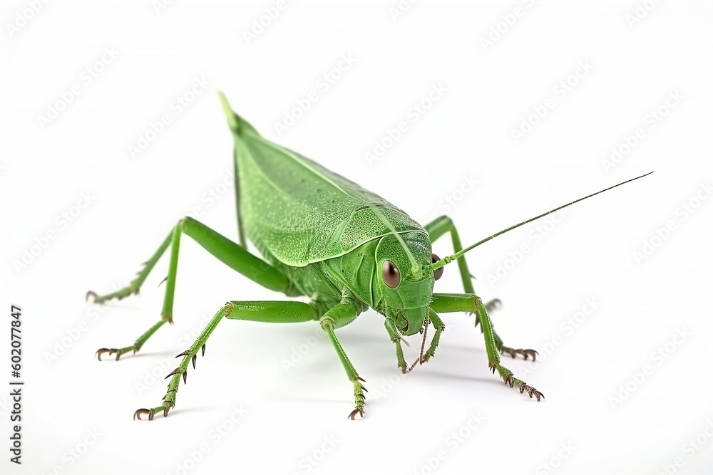 Isolated katydid on white background, Generative AI Isolated katydid on white background, Generative AI