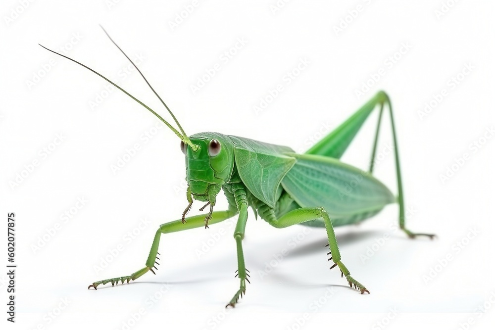 Isolated katydid on white background, Generative AI Isolated katydid on white background, Generative AI