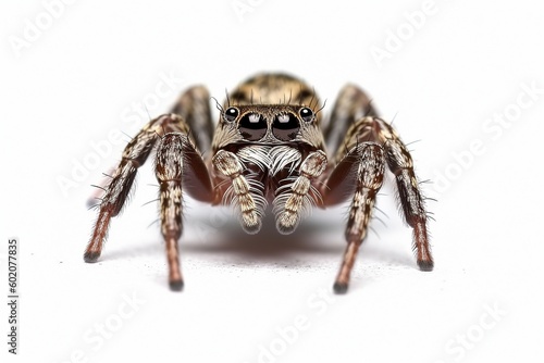 Isolated jumping spider on white background, Generative AI