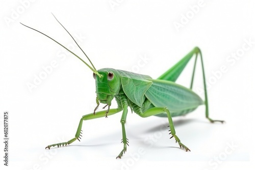 Isolated katydid on white background, Generative AI