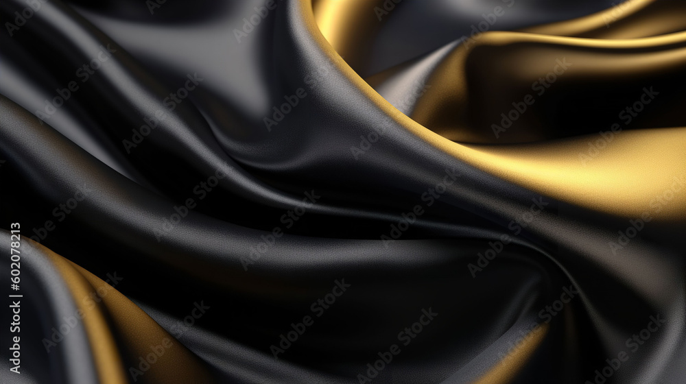 Gold and black silk satin fabric texture background wallpaper with ...