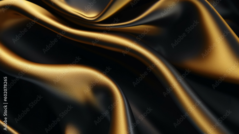 Gold and black silk satin fabric texture background wallpaper with ...