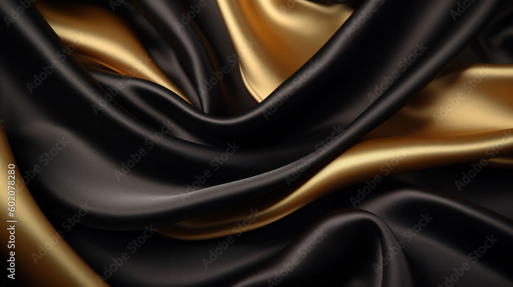 Gold and black silk satin fabric texture background wallpaper with ...