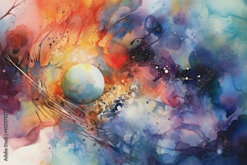 Abstract watercolor painting with layers of colors and textures, inviting the viewer to explore its depth and complexity - Generative AI
