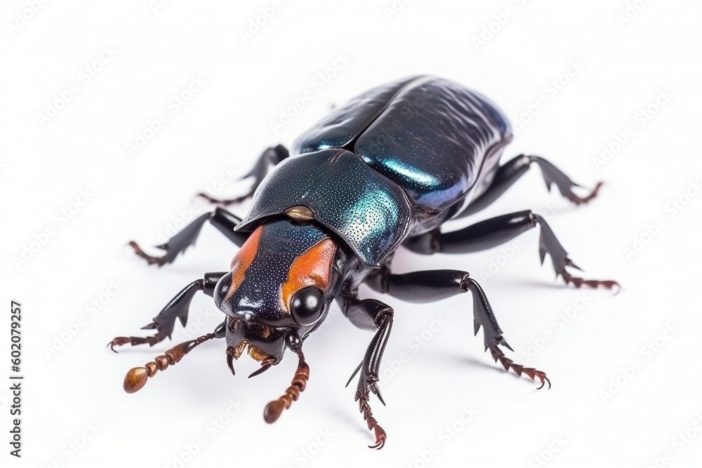 Naklejka premium Isolated Stag Beetle on White Background, Generative AI