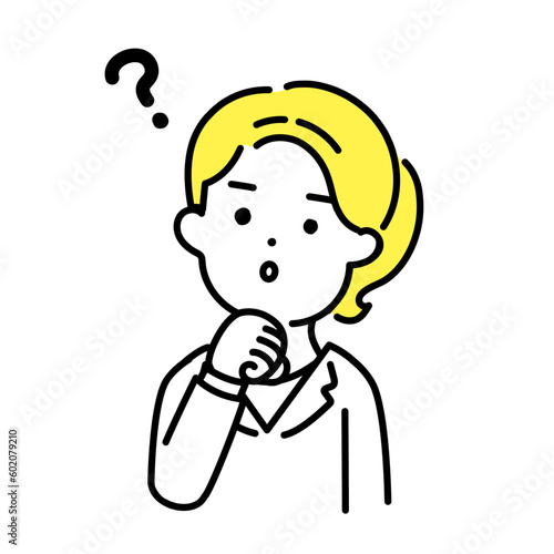 かわいい人物のイラストシリーズ _ 女性のオフィスワーカー _ 疑問　