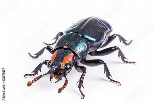 Isolated Stag Beetle on White Background, Generative AI
