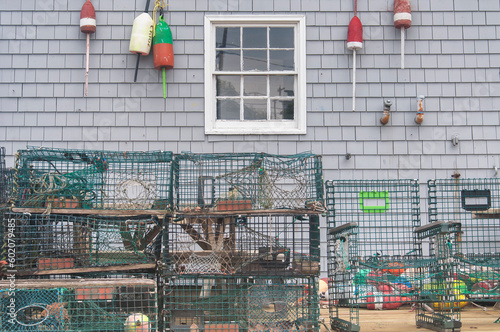 Boothbay Harbor lobster traps and buoys photo