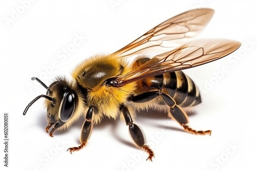 Isolated bumblebee on white background, Generative AI © Digital Dreamscape
