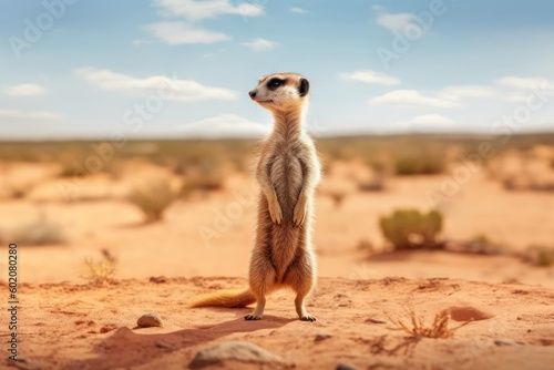 Curious Meerkat Standing on Hind Legs