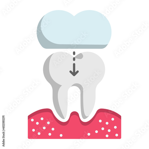 Restoration of endodontically treated teeth vector color icon design, Dentistry symbol, Healthcare sign, Dental instrument stock illustration, Tooth crown or cap  concept