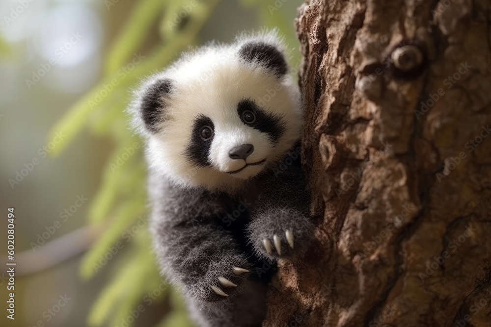 Adorable Baby Panda Climbing Tree Adorable Baby Panda Climbing Tree