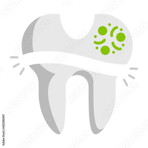 Fractured Tooth vector color icon design, Dentistry symbol, Healthcare sign, Dental instrument stock illustration stock illustration, cracked dental crown concept