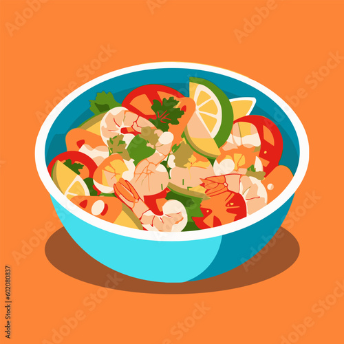 Mix of Sea food and fish peruvian ceviche vector illustration