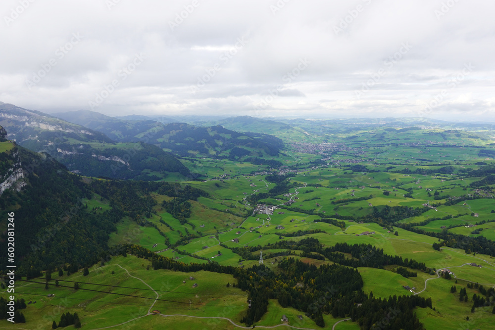 The view from Hoher Kasten mountain, the Swiss Alps