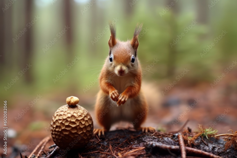 Cute Red Squirrel Eating Nut Cute Red Squirrel Eating Nut