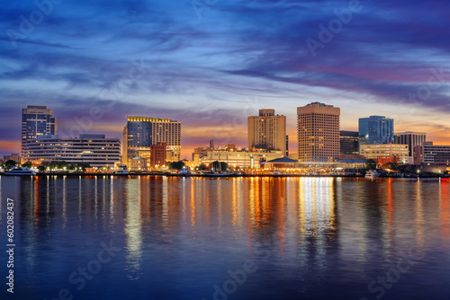 Norfolk  Virginia  USA Downtown Skyline in the Morning.