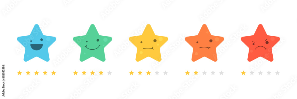 Set of emoji icons for evaluating satisfaction levels in rating surveys. These icons can be used on satisfaction meters and as feedback from respondents. Set of emoji icons for evaluating satisfaction levels in rating surveys. These icons can be used on satisfaction meters and as feedback from respondents.