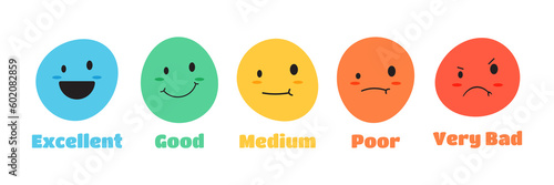 Feedback rating emotion face vector icon. These icons can be used on satisfaction meters and as feedback from respondents.