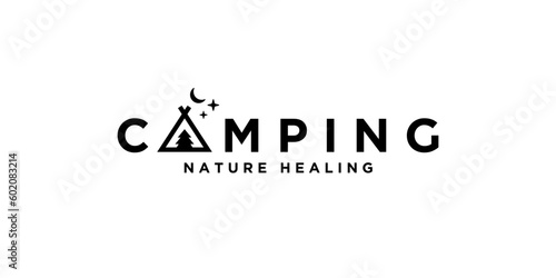 camping logotype with tent icon nature healing and minimalism concept