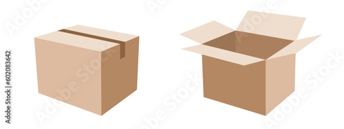 set of cardboard box vector icon