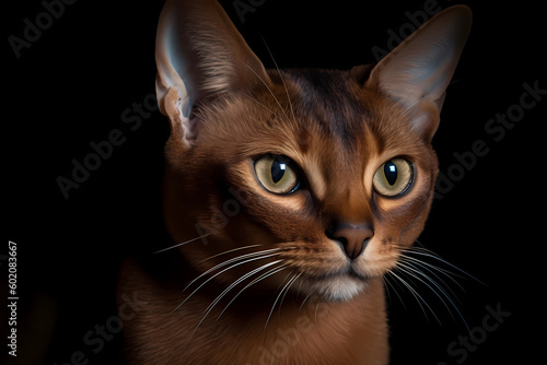Havana Brown cat - originated in England, has a distinct brown coat and green eyes (Generative AI)