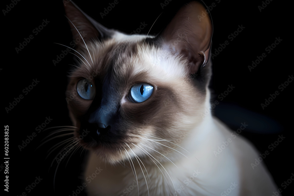 Siamese cat Originated in Thailand, known for their blue eyes and