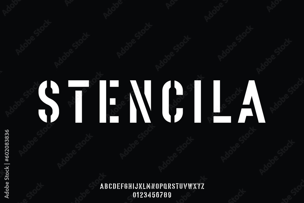 Fototapeta premium Bold stencil type display font vector illustration