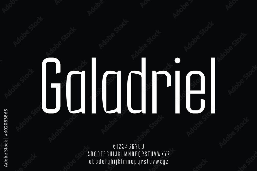 Modern minimalist sans serif display font vector illustration