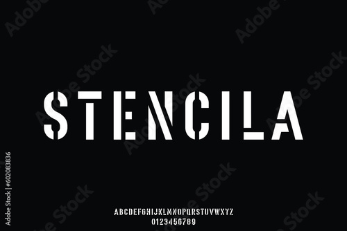Bold stencil type display font vector illustration