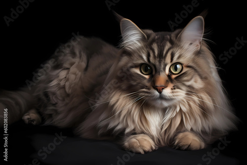 Siberian cat - Originated in Russia, known for their thick, fluffy coat and gentle, affectionate personality (Generative AI)