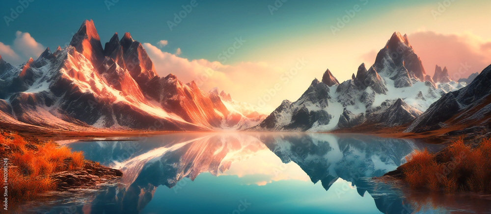 mountains reflected in a lake