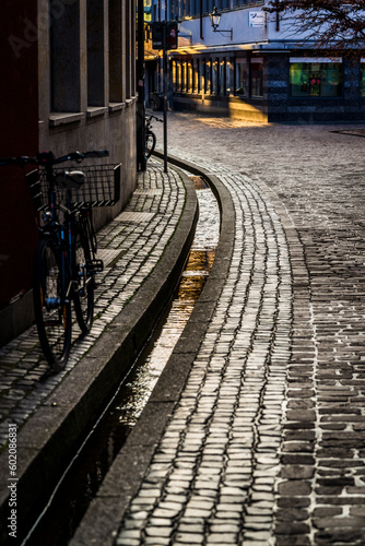 Freiburg Bächle - small water-filled runnels or formalised rills, Old Town, Freiburg im Breisgau, Baden-Württemberg, Germany