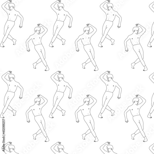 illustration dancer dancer man woman girl man guy vitiligo movement scene ballet blonde brunette sketch black and white lines sketch pattern print