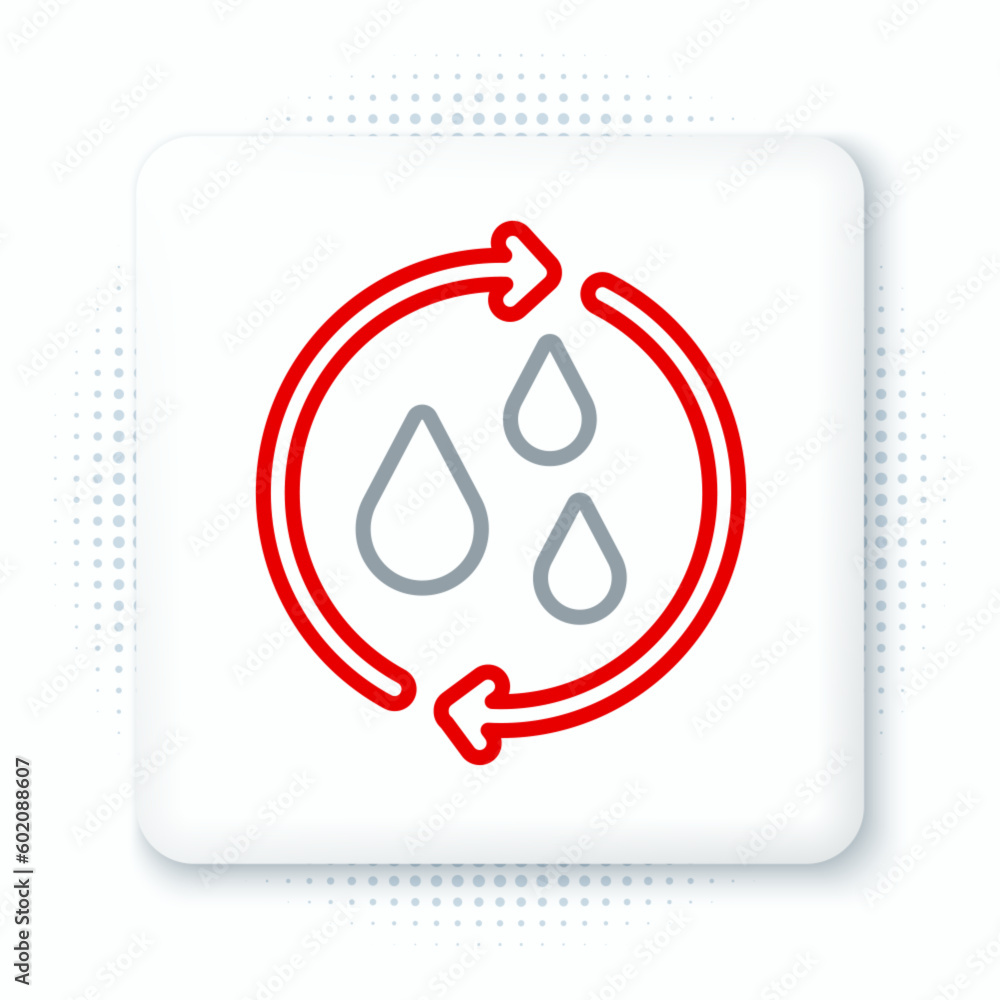 Line Recycle clean aqua icon isolated on white background. Drop of water with sign recycling. Colorful outline concept. Vector Line Recycle clean aqua icon isolated on white background. Drop of water with sign recycling. Colorful outline concept. Vector
