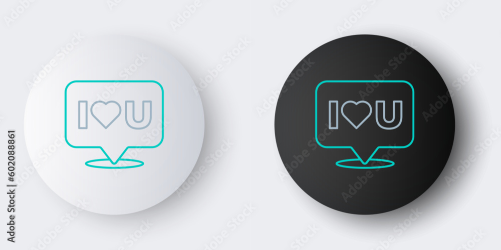 Line Speech bubble with text I love you icon isolated on grey background. Valentines day. Colorful outline concept. Vector Line Speech bubble with text I love you icon isolated on grey background. Valentines day. Colorful outline concept. Vector