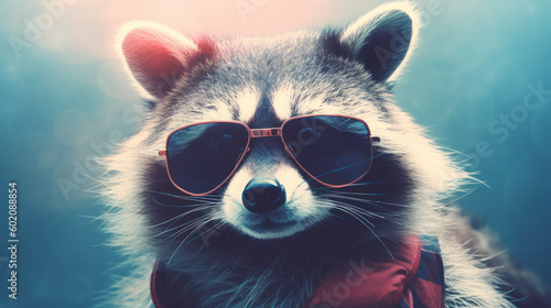 Specs and Mischief: The Stylish Raccoon with Glasses. Generative AI