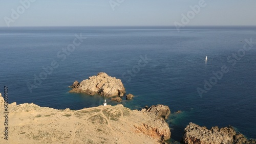 survol du village de Fornells au nord de l'île de Minorque dans l'archipel des Baléares Espagne	
 photo