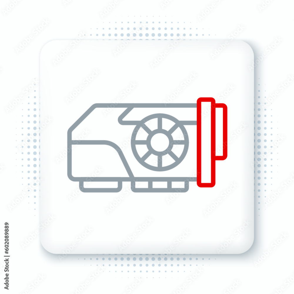 Line Video graphic card icon isolated on white background. Colorful outline concept. Vector Line Video graphic card icon isolated on white background. Colorful outline concept. Vector