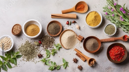 Wallpaper Mural Various spices arranged on table Torontodigital.ca